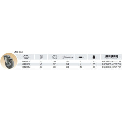 ROULETTE 42MM UNIC OEIL CAOUTCHOUC 42007