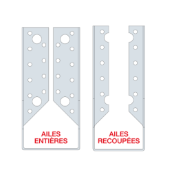 Sabot à ailes intérieures T340 largeur 100mm hauteur 120 mm EP 2mm