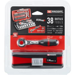 Coffret clé à cliquet manche rotatif 38 pièces