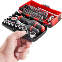 Coffret clé à cliquet manche rotatif 38 pièces