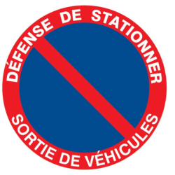 Panneau PVC disque 30 cm « Défense de stationner - sortie de véhicules »