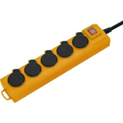 Socle 5 prises jaune avec interrupteur