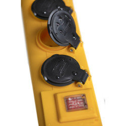 Socle 5 prises jaune avec interrupteur