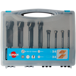 Mèches bois en acier coffret 8 pièces à façonner et à bouchonner