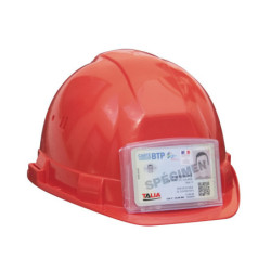 Porte-badge adhésif pour casque de chantier