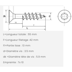 Vis ROCKET parquet étoile 3.5x45mm zingué boîte de 500