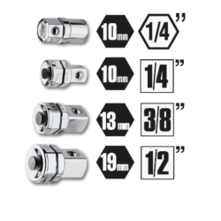 Kit de 4 adaptateurs pour clés mixte à cliquet 123