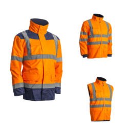 Parka KANATA 4 en 1 orange haute visibilité et marine