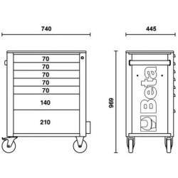 Servante mobile à 7 tiroirs RSC24/7 grise