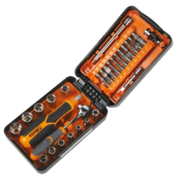 Coffret cliquet 1/4 900 C39 11 douilles 6 pans, 21 embouts et 7 accessoires