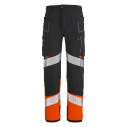 Pantalon haute visibilité HEMERA noir et orange fluo
