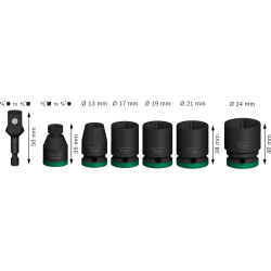 Coffret Bosch 5 douilles impact PRO et 2 adaptateurs