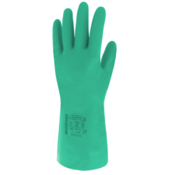 Gant nitrile vert floque manchette 33cm CNIT1538
