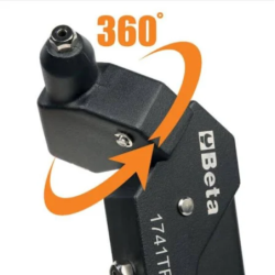 Pince à riveter à tête rotative, avec 4 embouts 1741TR