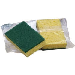 Lot de 2 éponges avec face grattante verte SYNTHÉTIQUE BIFACE
