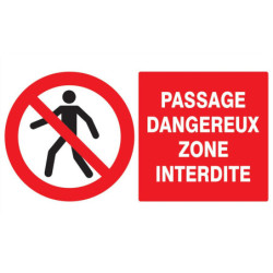 Panneau PVC rectangulaire 30 x 20 cm « Passage dangereux »