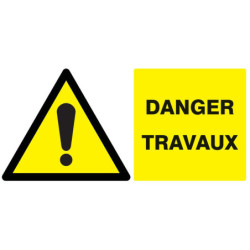 Panneau PVC rectangulaire 30 x 20 cm « Danger travaux »
