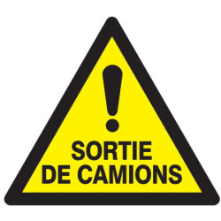 Panneau PVC triangulaire 30 cm « Danger sortie de camions »
