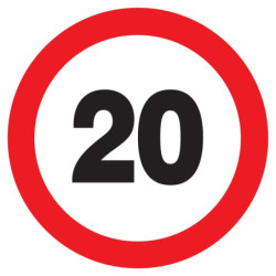 Panneau PVC disque 30 cm « Vitesse limitée à 20 km/h »