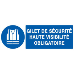 Panneau PVC rectangulaire 30 x 20 cm « Port du gilet de sécurité obligatoire »
