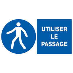 Panneau PVC rectangulaire 33 x 20 cm « Passage piéton obligatoire »