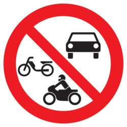 Panneau PVC disque 30 cm « Interdit aux véhicules motorisés »