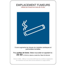 Panneau PVC rectangulaire A4 21 x 29,7 cm « Emplacement fumeurs »