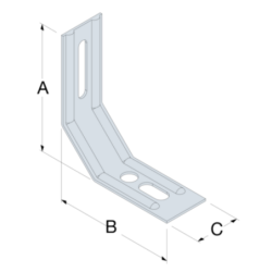 Equerre nervurée pan coupé 145x80x30x1,5mm