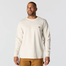 Tee-shirt manches longues avec poche poitrine et logo MOUNTAIN blanc