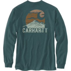 Tee-shirt manches longues avec poche poitrine et logo MOUNTAIN bleu