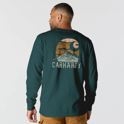 Tee-shirt manches longues avec poche poitrine et logo MOUNTAIN bleu