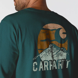 Tee-shirt manches longues avec poche poitrine et logo MOUNTAIN bleu