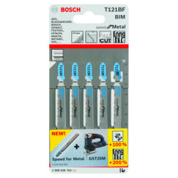Lame scie sauteuse Bosch métal T121BF blister de 5